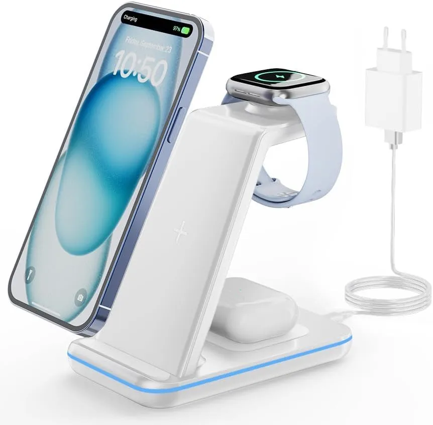 Base de carga inalámbrica 3 en 1 (iPhone, Apple Watch, AirPods)